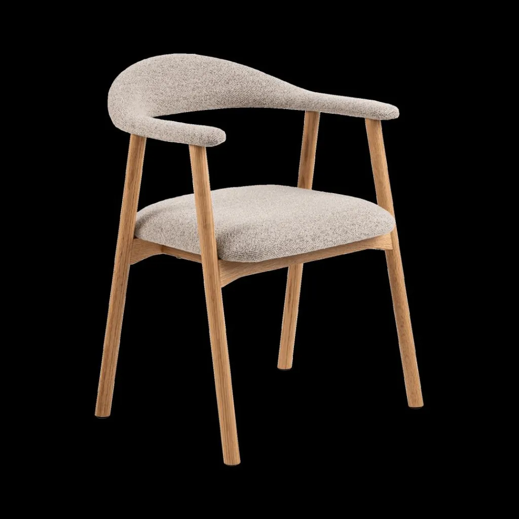 Ygo Armstoel COLETTE Monza Beige - Poot Eik| Stoelen