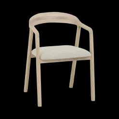 Ygo Armstoel SKYE Bouclé Beige - Poot Lichte Eik| Stoelen