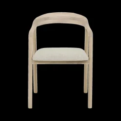 Ygo Armstoel SKYE Bouclé Beige - Poot Lichte Eik| Stoelen
