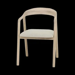 Ygo Armstoel SKYE Bouclé Beige - Poot Lichte Eik| Stoelen