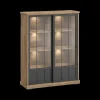 Ygo Barkast TOLUCA Old teak/Zwart B143| Vitrinekasten