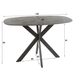 Ygo Bartafel ENRICO 140x80 Marmerlook Zwart| Bartafels
