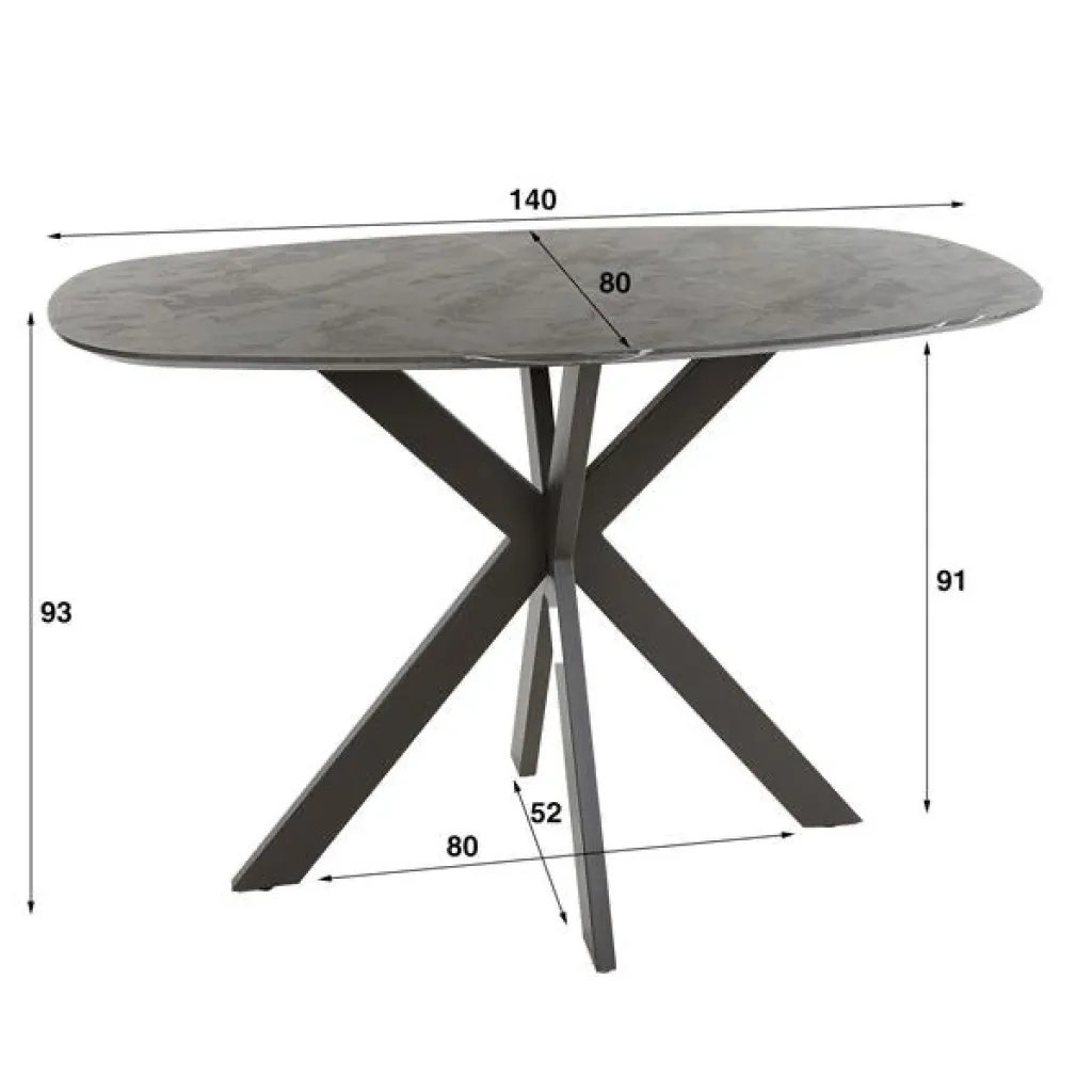 Ygo Bartafel ENRICO 140x80 Marmerlook Zwart| Bartafels