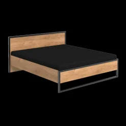 Ygo Bed KICK Plankeneiche/Raw Steel 160x200| 2-Persoonsbedden