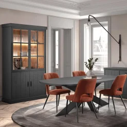 Ygo Bibliotheek WINSTON Zwart B240| Vitrinekasten|Boekenkasten