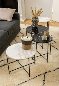 Ygo Bijzettafel FREJA Black Art. Marble Stone| Salontafels & Bijzettafels
