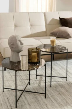 Ygo Bijzettafel FREJA Brown Emperador Marble| Salontafels & Bijzettafels