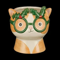 Ygo Bloempot BENZEL Kat Kerstbril Multi Ass.| Kerst