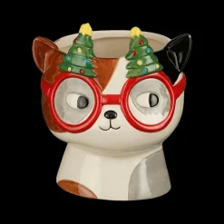 Ygo Bloempot BENZEL Kat Kerstbril Multi Ass.| Kerst