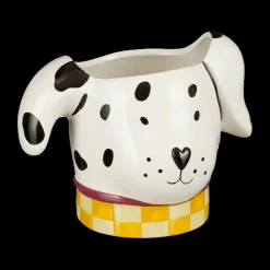 Ygo Bloempot STIPPEL Hond Wit/Zwart| Woondecoratie