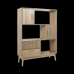 Ygo Boekenkast CALUNA Naturel| Vitrinekasten|Boekenkasten