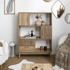Ygo Boekenkast CALUNA Naturel| Vitrinekasten|Boekenkasten