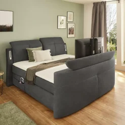 Ygo Boxspring DOMBURG Microvezel 421/09 Donkergrijs 180x200| Boxsprings