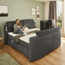 Ygo Boxspring DOMBURG Microvezel 421/09 Donkergrijs 180x200| Boxsprings