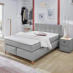 Ygo Boxspring STAPHORST Stof 369/09 Lichtgrijs 140x200| Boxsprings
