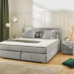 Ygo Boxspring TILBURG Ribfluweel 426/29 Grijs 180x200| Boxsprings