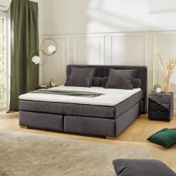 Ygo Boxspring TILBURG Ribfluweel Donkergrijs 180x200| Boxsprings