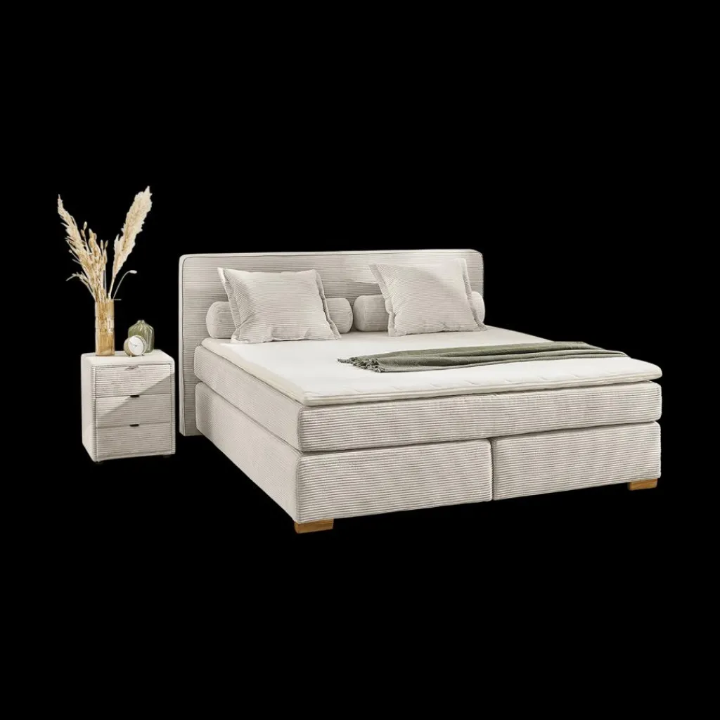 Ygo Boxspring TILBURG Ribfluweel 426/07 Beige 180x200| Boxsprings
