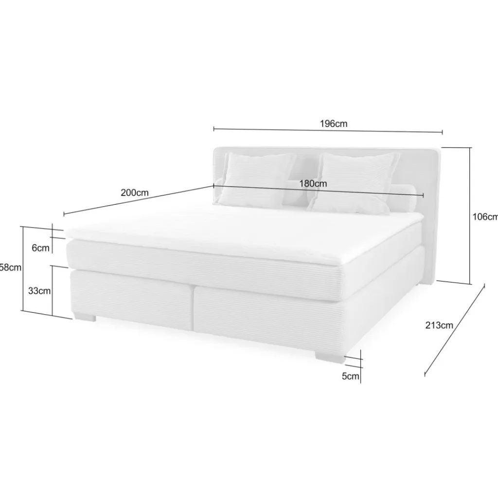 Ygo Boxspring TILBURG Ribfluweel 426/07 Beige 180x200| Boxsprings