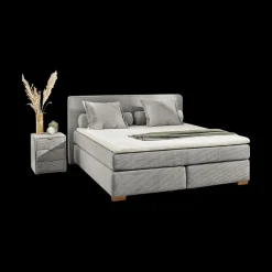 Ygo Boxspring TILBURG Ribfluweel 426/29 Grijs 140x200| Boxsprings