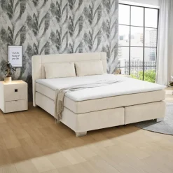 Ygo Boxspring WASSENAAR Chenille Beige 180x200| Boxsprings