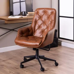 Ygo Bureaustoel HANNES PU Retro Brandy| Bureaustoelen