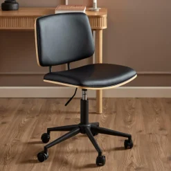 Ygo Bureaustoel MIKKEL PU Zwart/Eik Fineer| Bureaustoelen