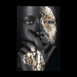 Ygo Canvas REI Woman Gold Hand 60x90| Wanddecoratie