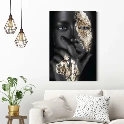 Ygo Canvas REI Woman Gold Hand 60x90| Wanddecoratie