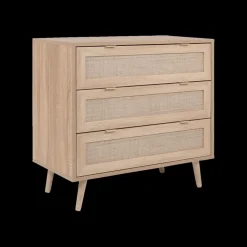 Ygo Commode EIVISSA 3L Sonoma Eik/Riet| Ladekasten & Commodes