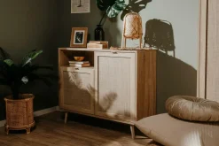 Ygo Commode EIVISSA Sonoma Eik/Riet| Ladekasten & Commodes