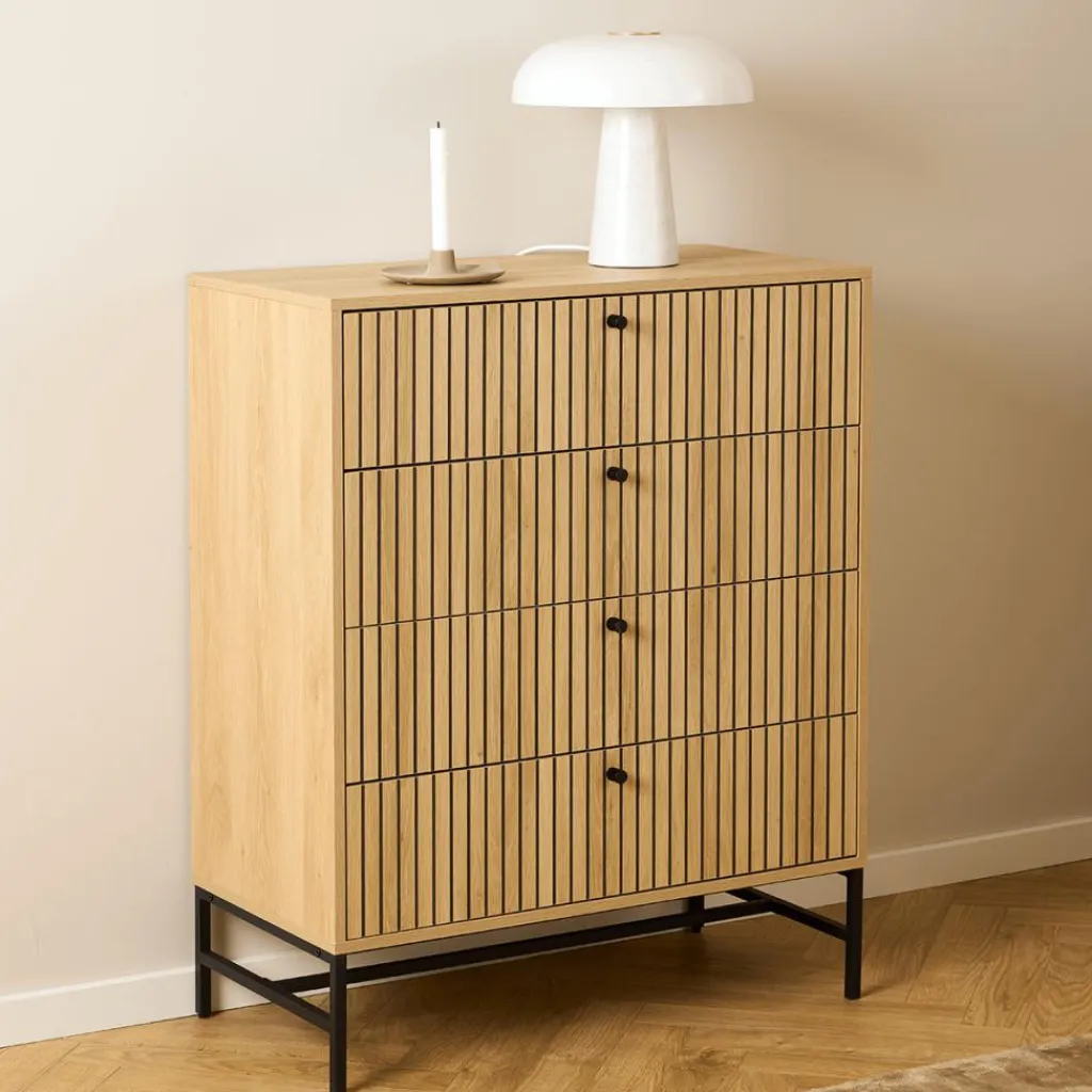 Ygo Commode FIEBE 4L Decor Eik B81| Ladekasten