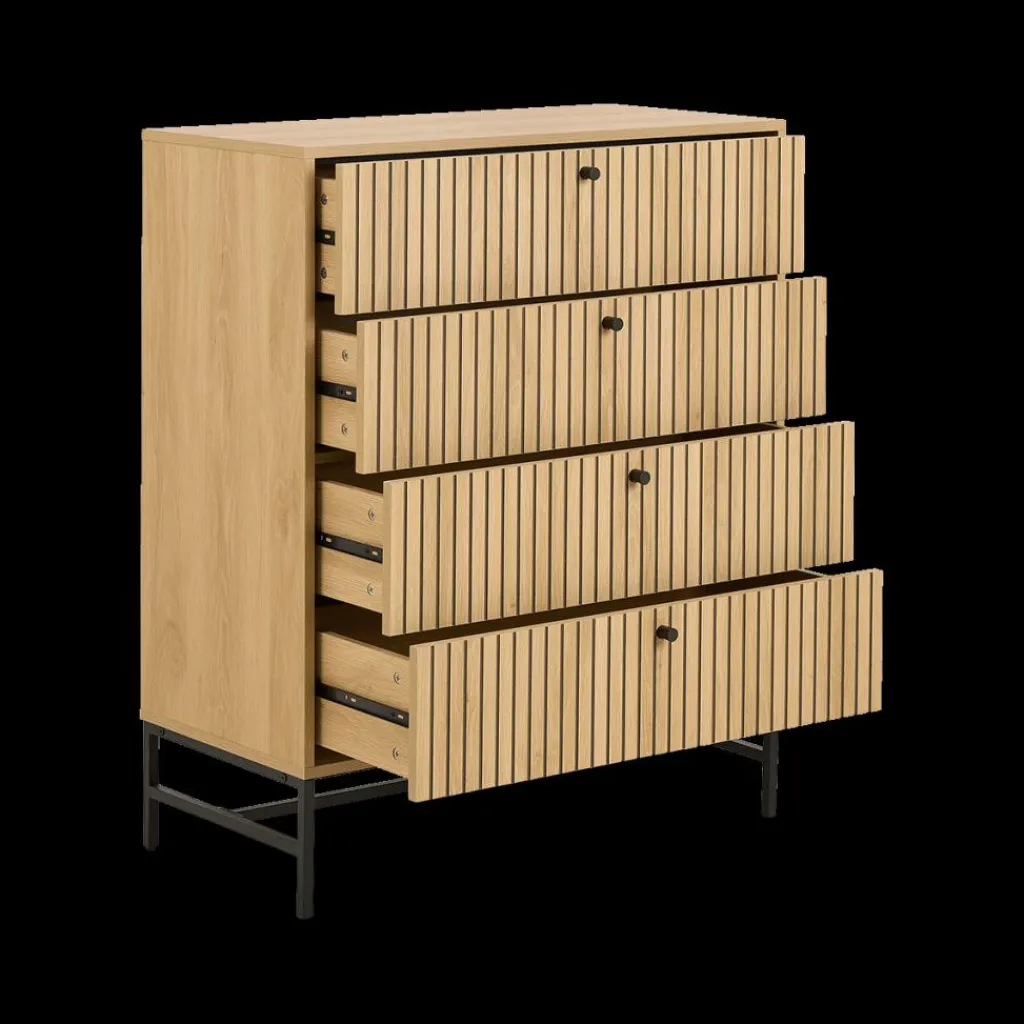 Ygo Commode FIEBE 4L Decor Eik B81| Ladekasten