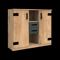 Ygo Commode HUVAR J04-Plankeneiche/Graphite| Ladekasten & Commodes|Opbergkasten