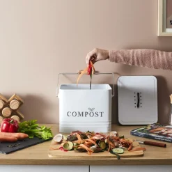 Ygo Compostemmer COMPOST 10l RH Met. Wit/Zwart| Vuilbakken