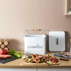 Ygo Compostemmer COMPOST 10l RH Met. Wit/Zwart| Vuilbakken
