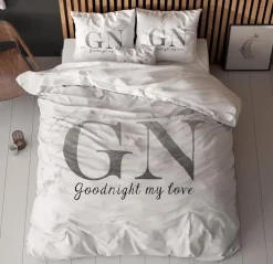 Ygo Dekbedovertrek GOODNIGHT 240 Zilver| Dekbedovertrekken