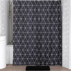 Ygo Douchegordijn SQINS Zwart Incl. 12Haak| Bad- & Doucheaccessoires