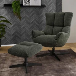 Ygo Draaizetel LIONEL met Poef Groen| Fauteuils