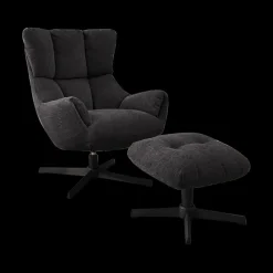 Ygo Draaizetel LIONEL met Poef Antraciet| Fauteuils