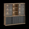 Ygo Dressoir met Opzetkast TOLUCA Old Teak/Zwart B209| Vitrinekasten