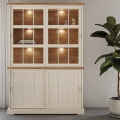 Ygo Dressoir met Opzetkast TOLUCA Lariks/Old Teak B159| Vitrinekasten