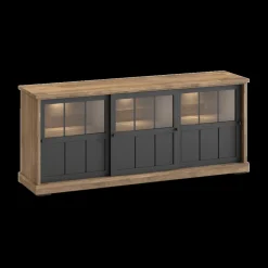 Ygo Dressoir TOLUCA Old teak/Zwart met Glas B209| Dressoirs