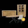 Ygo Eetkamer ANTONIO: Dressoir + Glaskast + Tafel 220x110 + 4x ALTEA Beige| Woon- En Eetkamers
