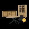Ygo Eetkamer ANTONIO: Dressoir + Glaskast + Tafel 220x110 + 4x ALTEA Antraciet| Woon- En Eetkamers
