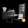 Ygo Eetkamer CASTELLO: Dressoir + Vitrinekast + Eettafel 210 + 4x Stoelen ALBA Plume| Woon- En Eetkamers