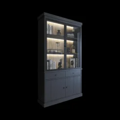 Ygo Eetkamer CASTELLO: Dressoir + Vitrinekast + Eettafel 210 + 4x Stoelen ALBA Plume| Woon- En Eetkamers