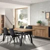 Ygo Eetkamer CREW: Dressoir + Glaskast + Tafel 200x100 + 4 stoelen LORRY Zwart| Woon- En Eetkamers