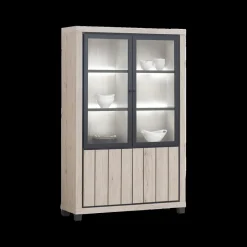 Ygo Eetkamer JASMUND: Dressoir + Glaskast B132,5 + Eettafel 190x95 + 4x Stoelen Dodge| Woon- En Eetkamers