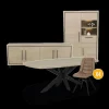 Ygo Eetkamer LATINA: Dressoir + Glaskast + Eettafel 220x120 + 4x Stoelen CLAUDIA Chicago Truffle| Woon- En Eetkamers